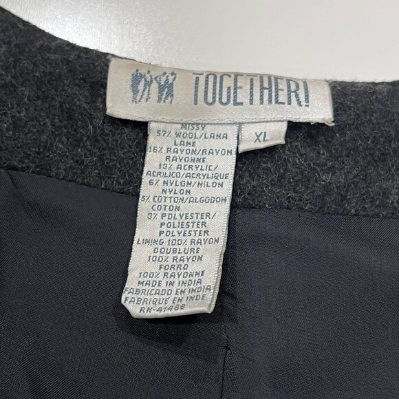 Together Vintage Wool Embroidered Button Vest, Pockets, Gray, XL - Picture 3 of 10